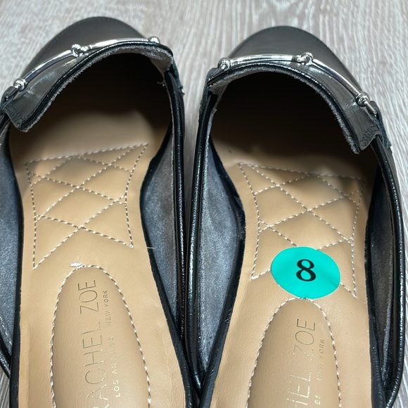 NWOT Rachel Zoe Alani Black Almond Toe Slip On Mule Loafer Silver Toe Accent 8 - Picture 16 of 16